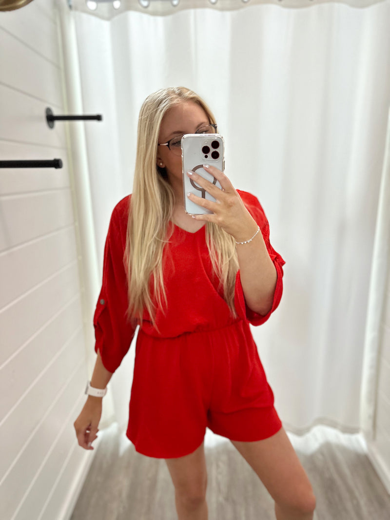 Day Trip Romper- Red