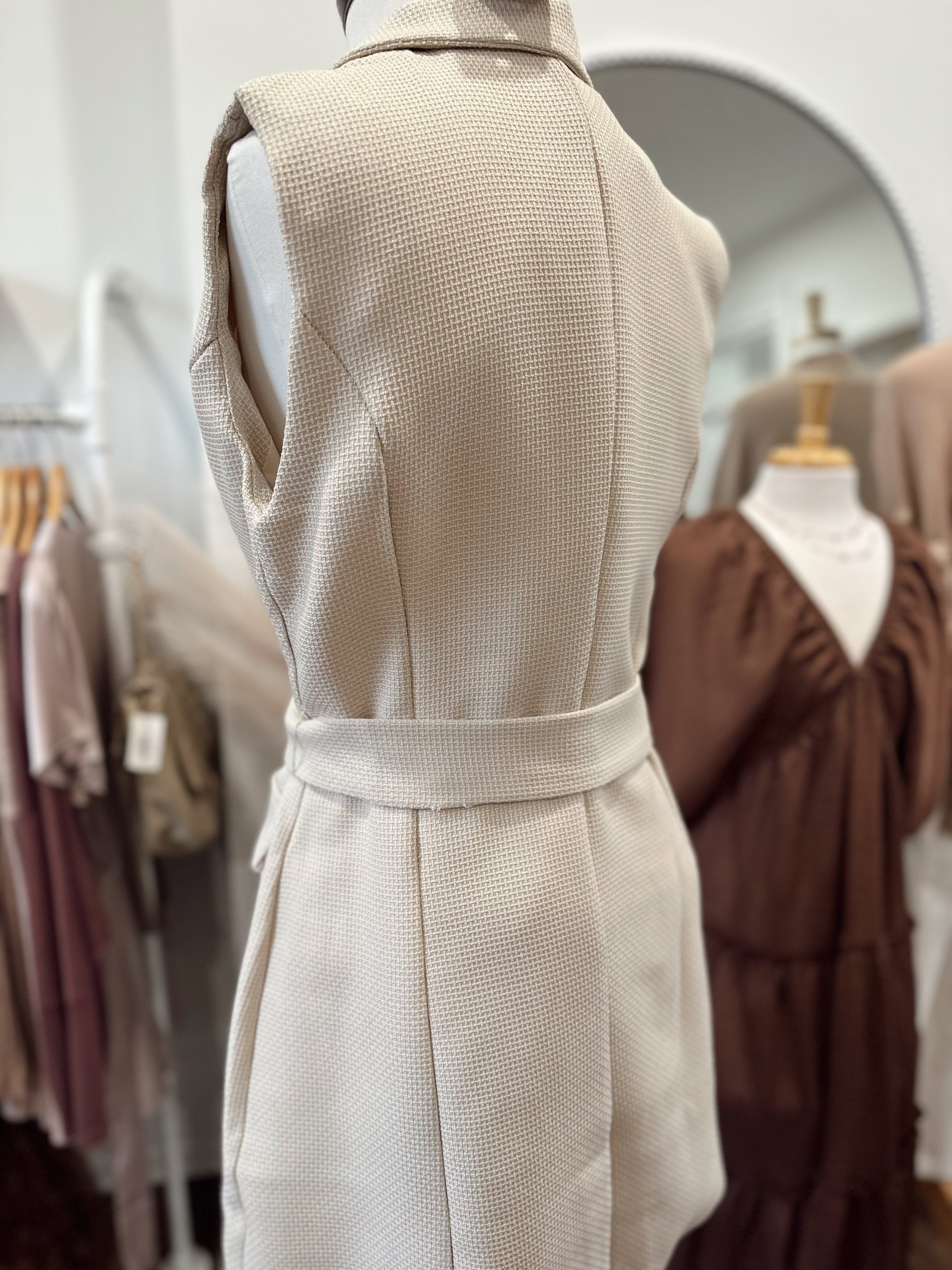 Effortless Belted Sleeveless Blazer Dress – Golden Grace Boutique