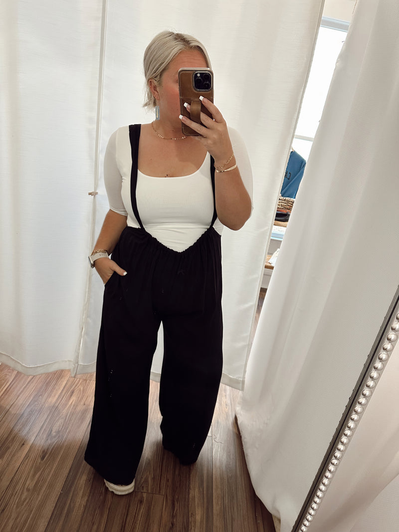 Cropped Vibin Boho Jumpsuit-Black