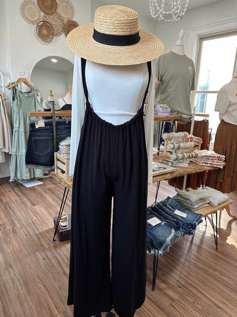 Cropped Vibin Boho Jumpsuit-Black