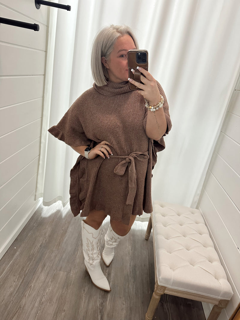 Cinnamon Spice Poncho Sweater