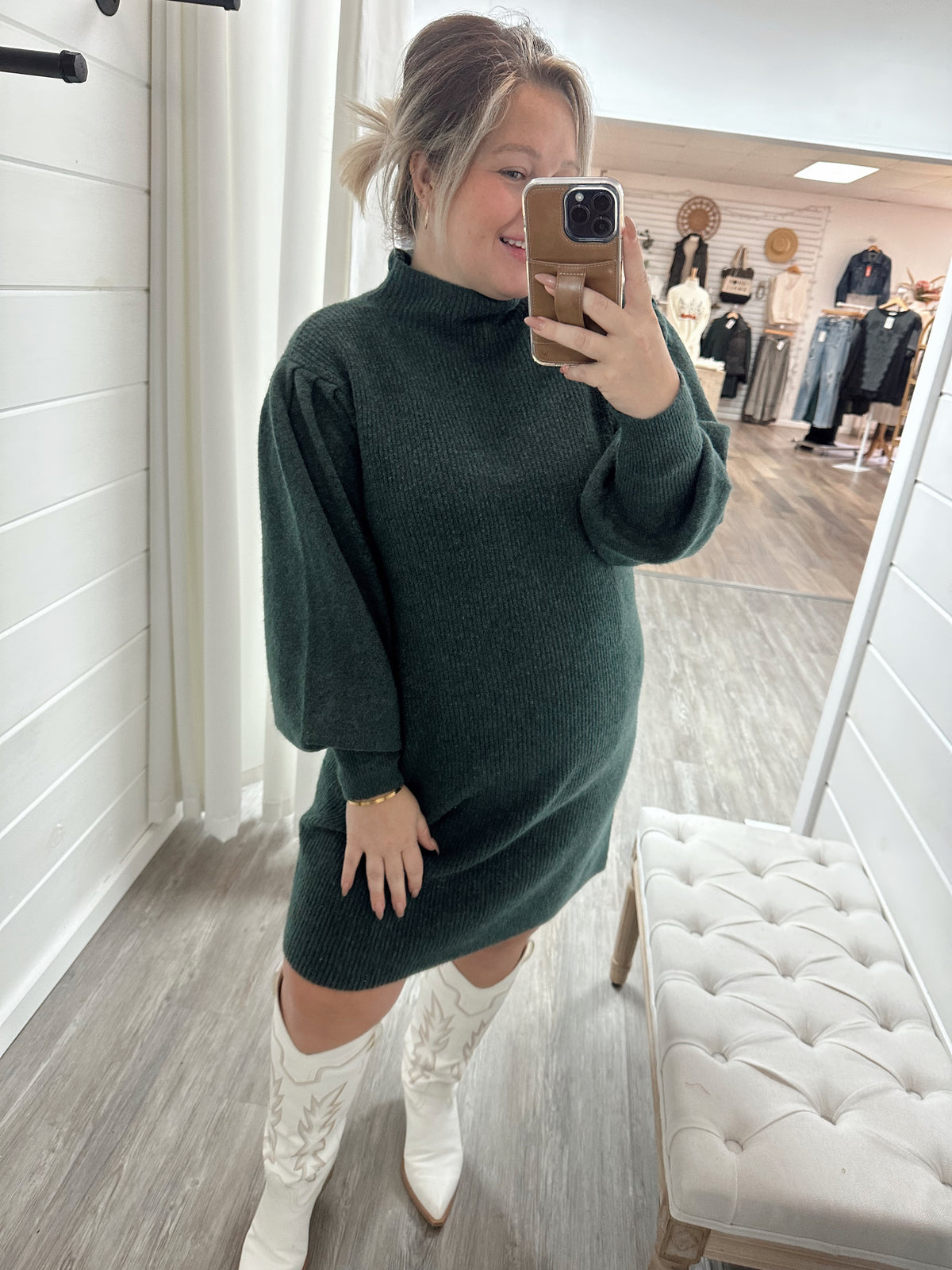 Ryanne Sweater Dress-Hunter Green