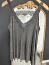 Beyond A Memory Lace Tank- Charcoal