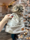 Tan & White Camo Pom Hat