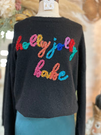 Holly Jolly Babe Tinsel Sweater-Black