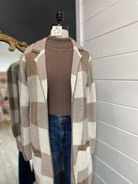 Sabrina Plaid Cardigan- Khaki