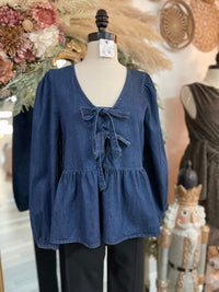 Denim & Bows Peplum Top