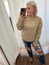 Pumpkin Patch Embroidered Crewneck-Tan