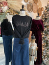 WWW Dainty Christmas Tree Embroidered Crewneck- Black