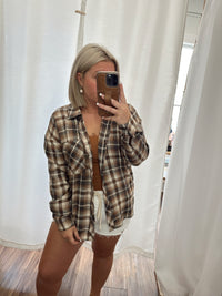 Speak For Yourself Flannel Top-Brown