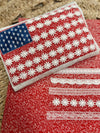 Quilted Lace American Flag Applique Embroidered Crewneck