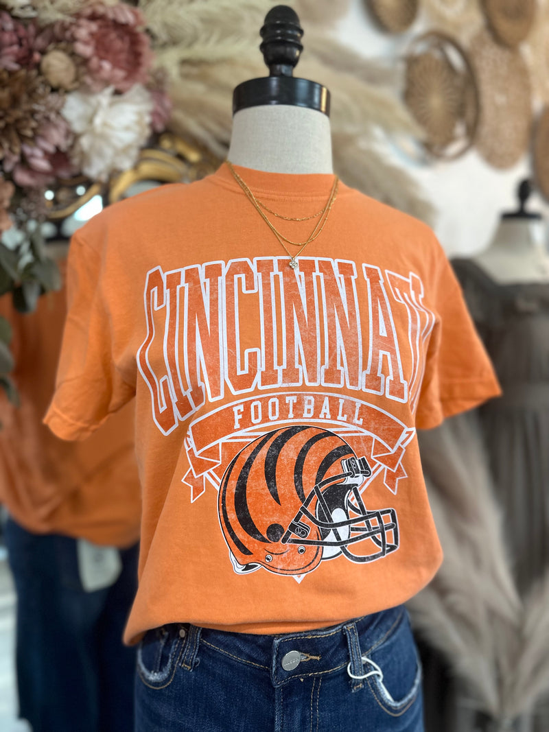 Cincinnati Football Tee-Orange