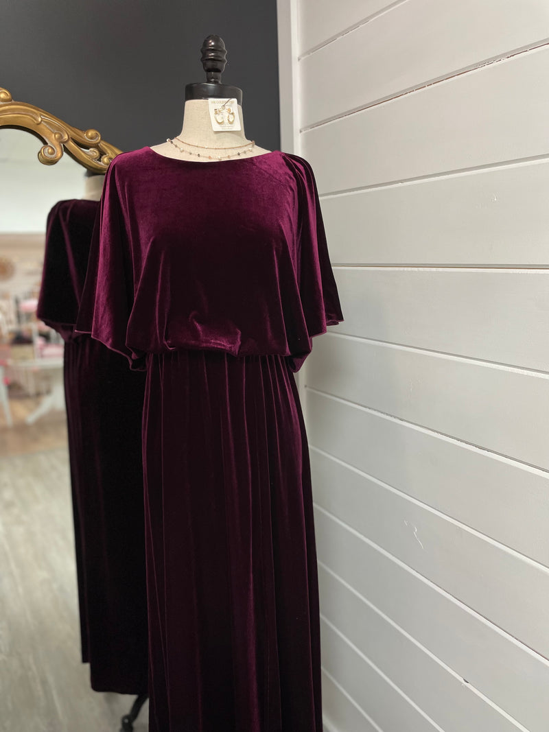 Beautiful Burgundy Velvet Maxi Dress