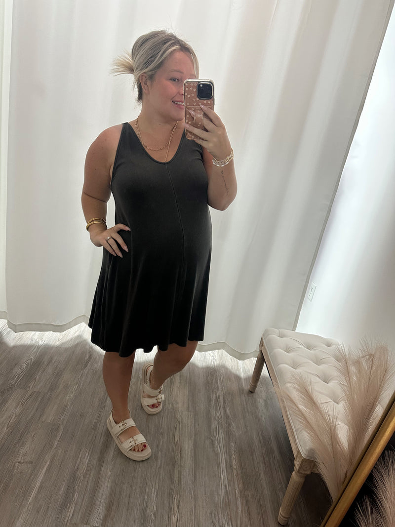 Simpler Times Dress- Charcoal