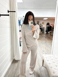 Oatmeal Mock Neck Lounge Set