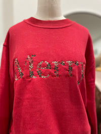 WWW Merry Embroidered Crewneck-Red