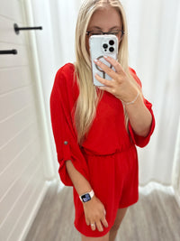 Day Trip Romper- Red