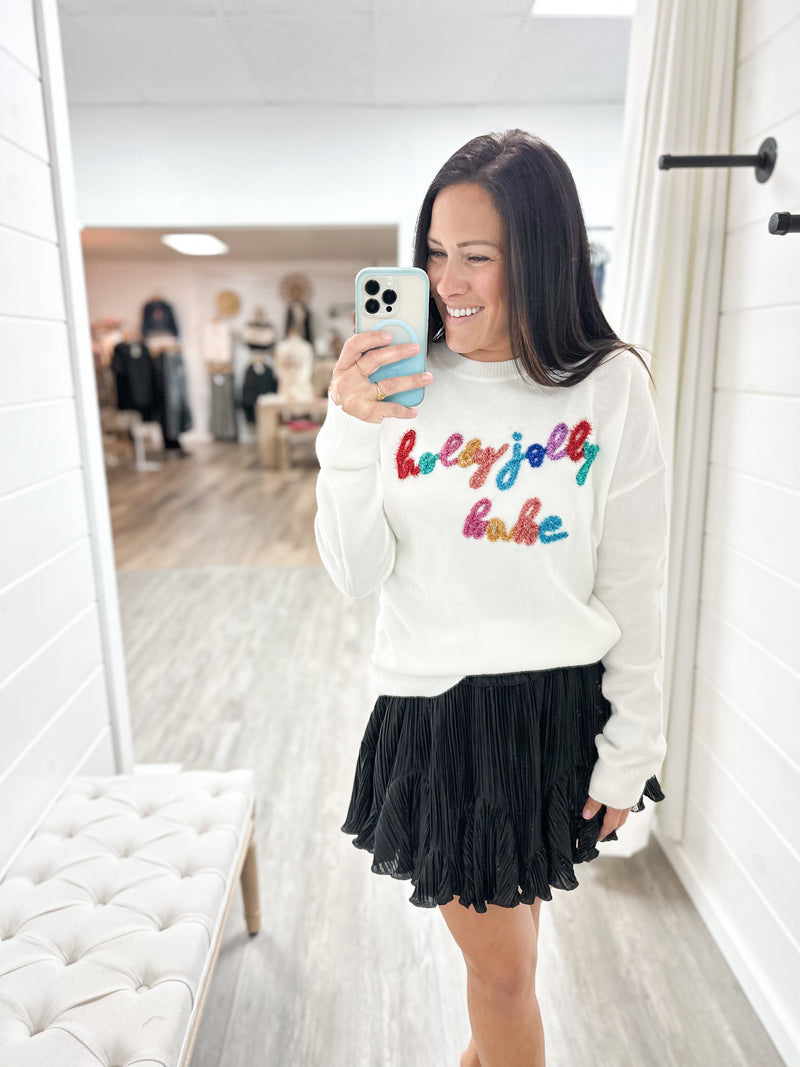 Holly Jolly Babe Tinsel Sweater-Cream