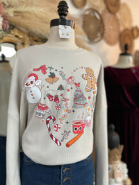 WWW Holiday Spirit Heart Graphic Crewneck-Heather Dust