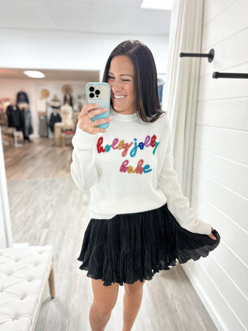 Holly Jolly Babe Tinsel Sweater-Cream