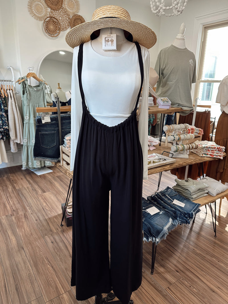 Cropped Vibin Boho Jumpsuit-Black