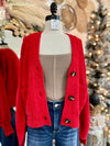 Secret To Keep Cropped Cardigan Sweater-Cherry