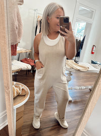 Next Edition Ballin Babe Jumpsuit-Oatmeal