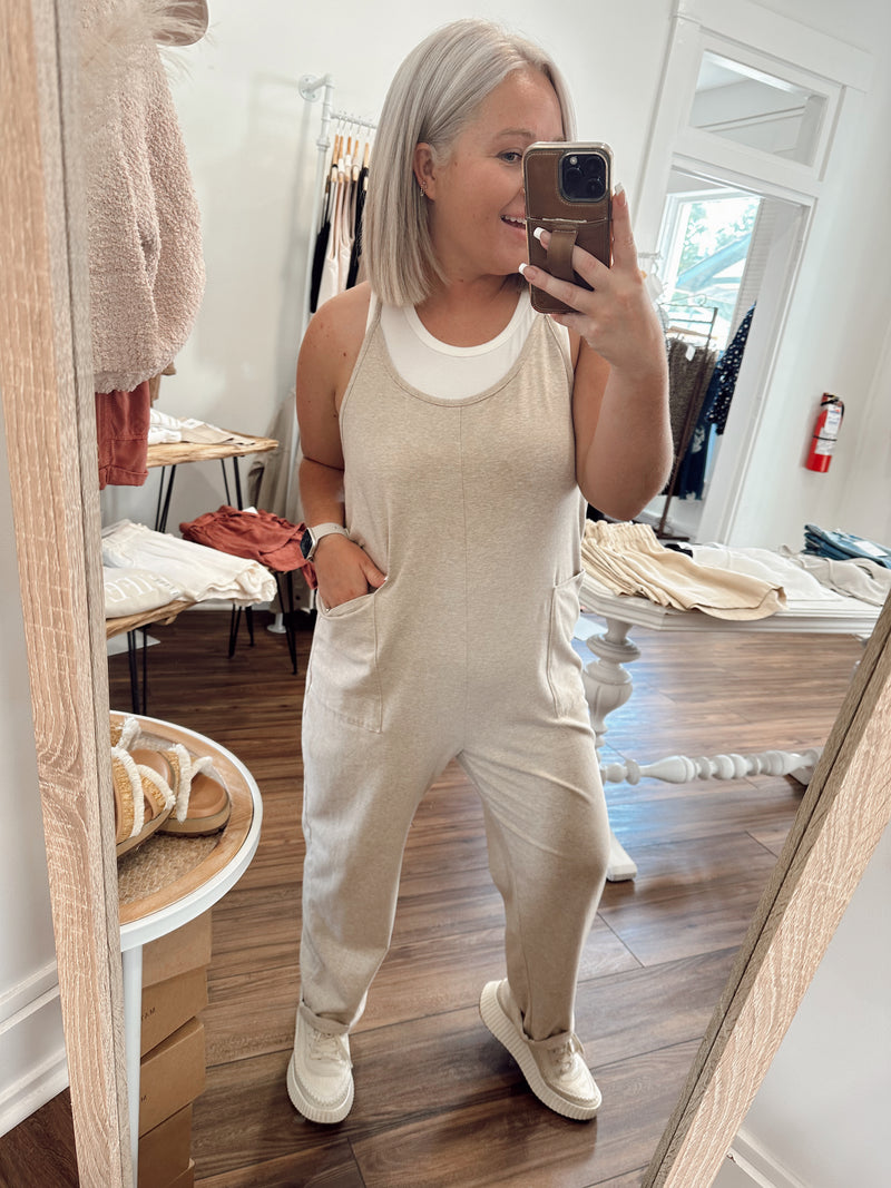 Next Edition Ballin Babe Jumpsuit-Oatmeal