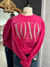 Pink & Golden XOXO Embroidered Crewneck