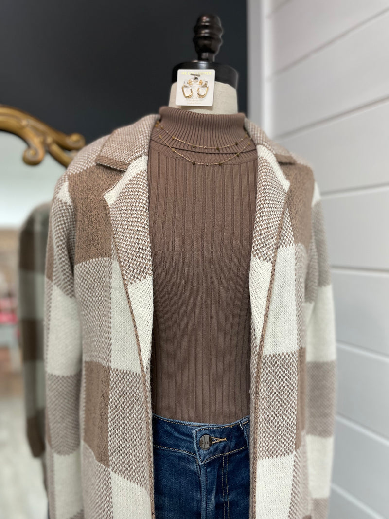 Sabrina Plaid Cardigan- Khaki