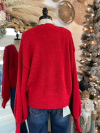 Secret To Keep Cropped Cardigan Sweater-Cherry