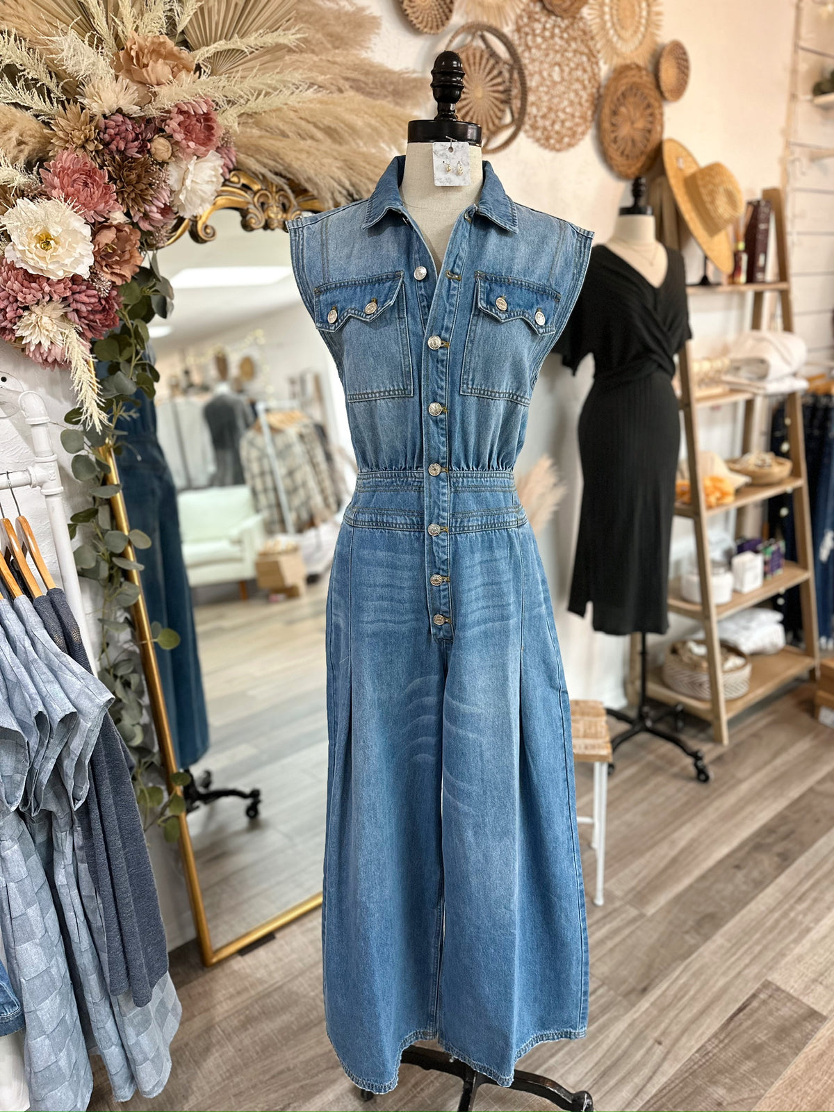 Keep Loving Me Denim Jumpsuit