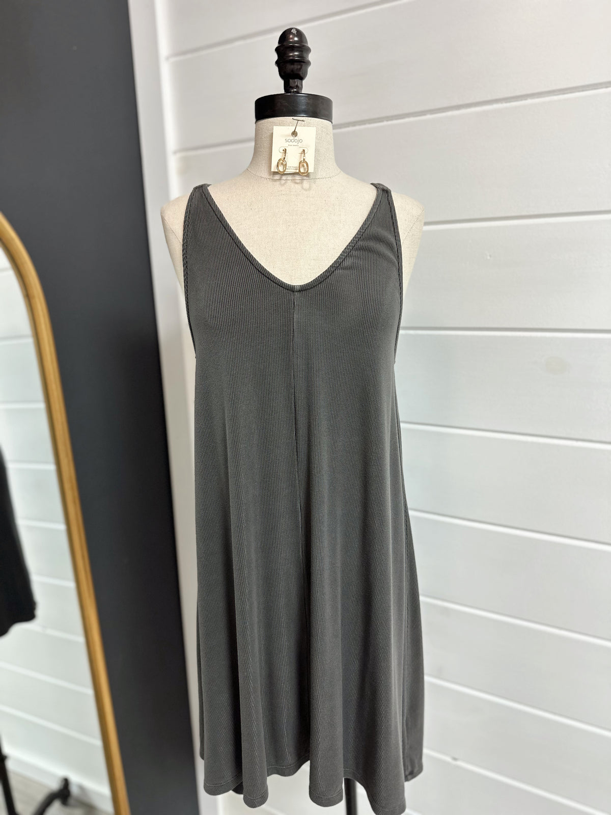 Simpler Times Dress- Charcoal