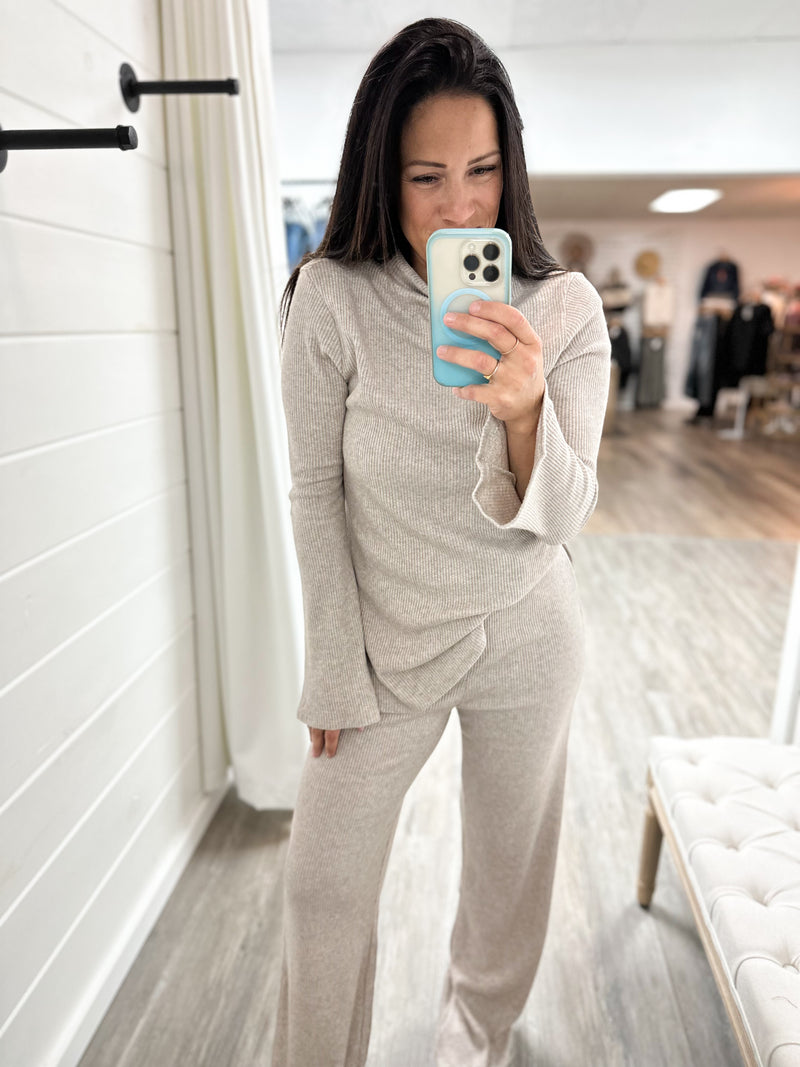 Oatmeal Mock Neck Lounge Set