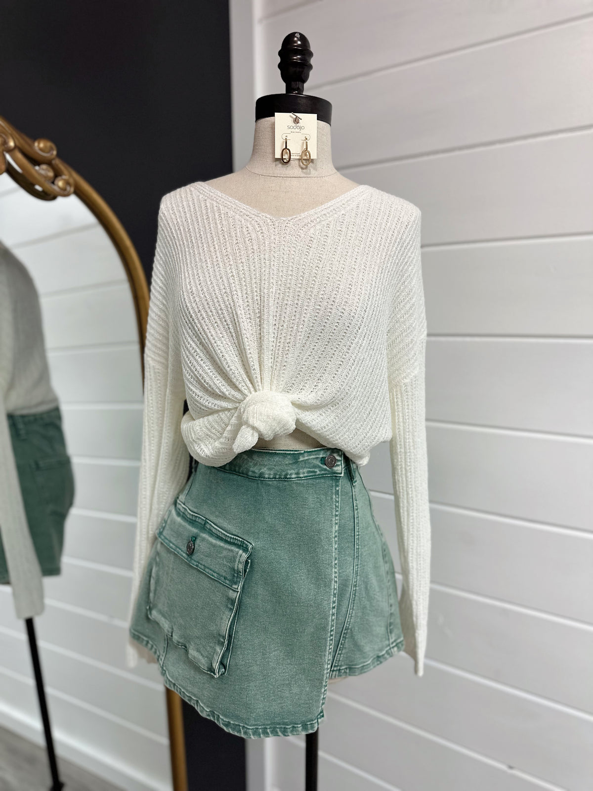 Julep Denim Skort-Emerald