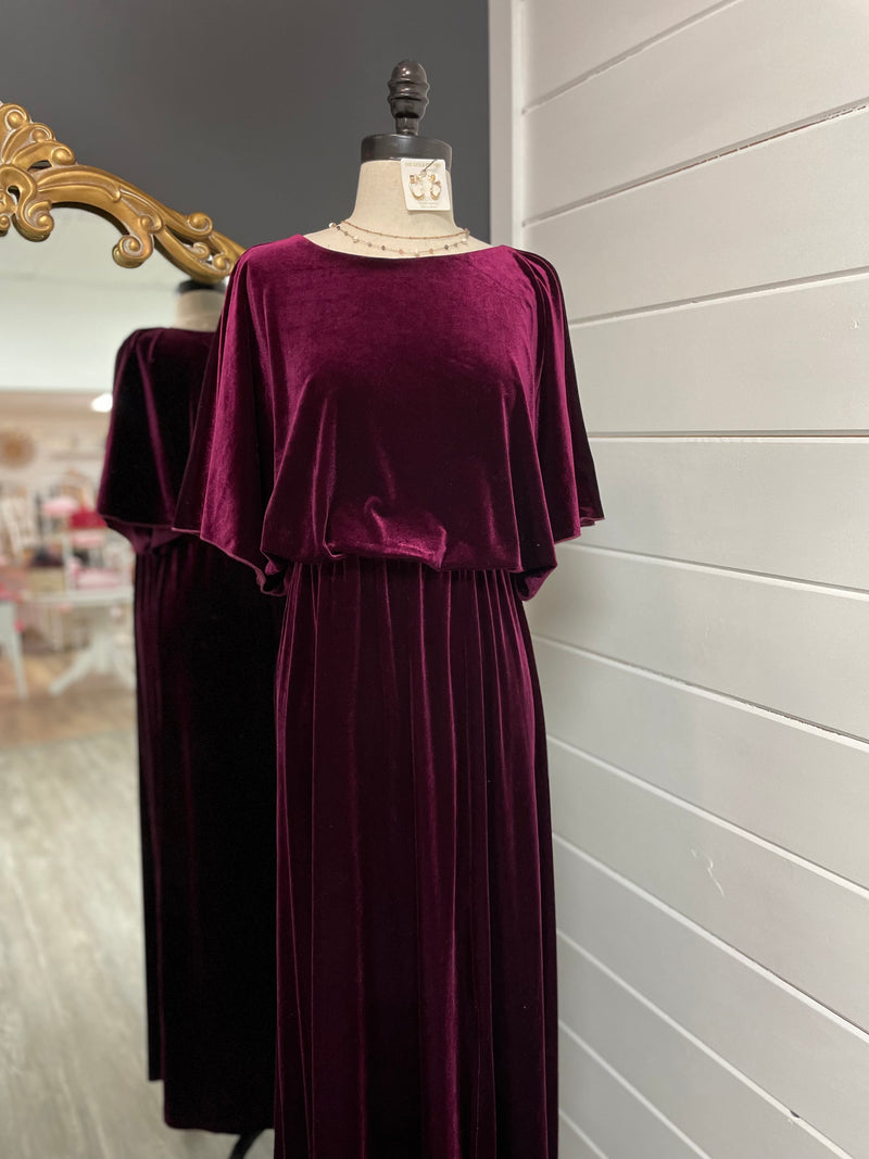 Beautiful Burgundy Velvet Maxi Dress