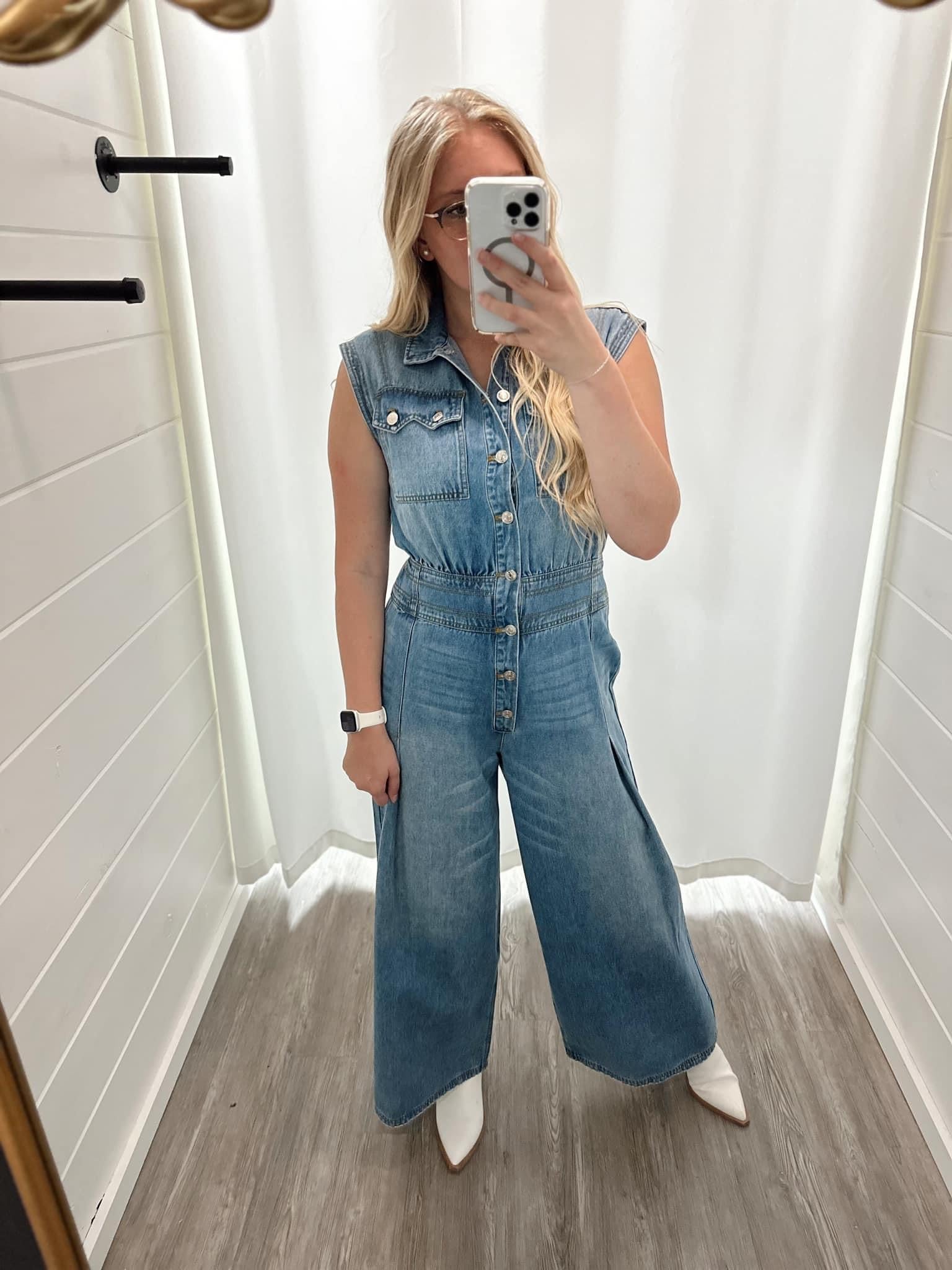 Denim jumpsuit near me on sale