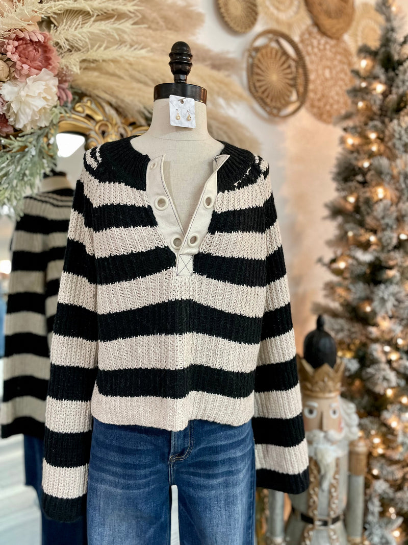 Coffee Shop Cozy Striped Sweater