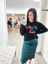 Holly Jolly Babe Tinsel Sweater-Black