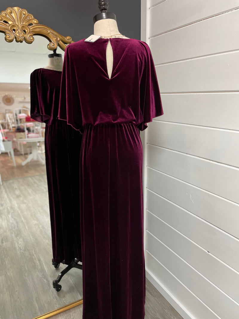 Beautiful Burgundy Velvet Maxi Dress