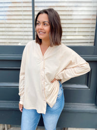 Leslie Button Down Top-Champagne