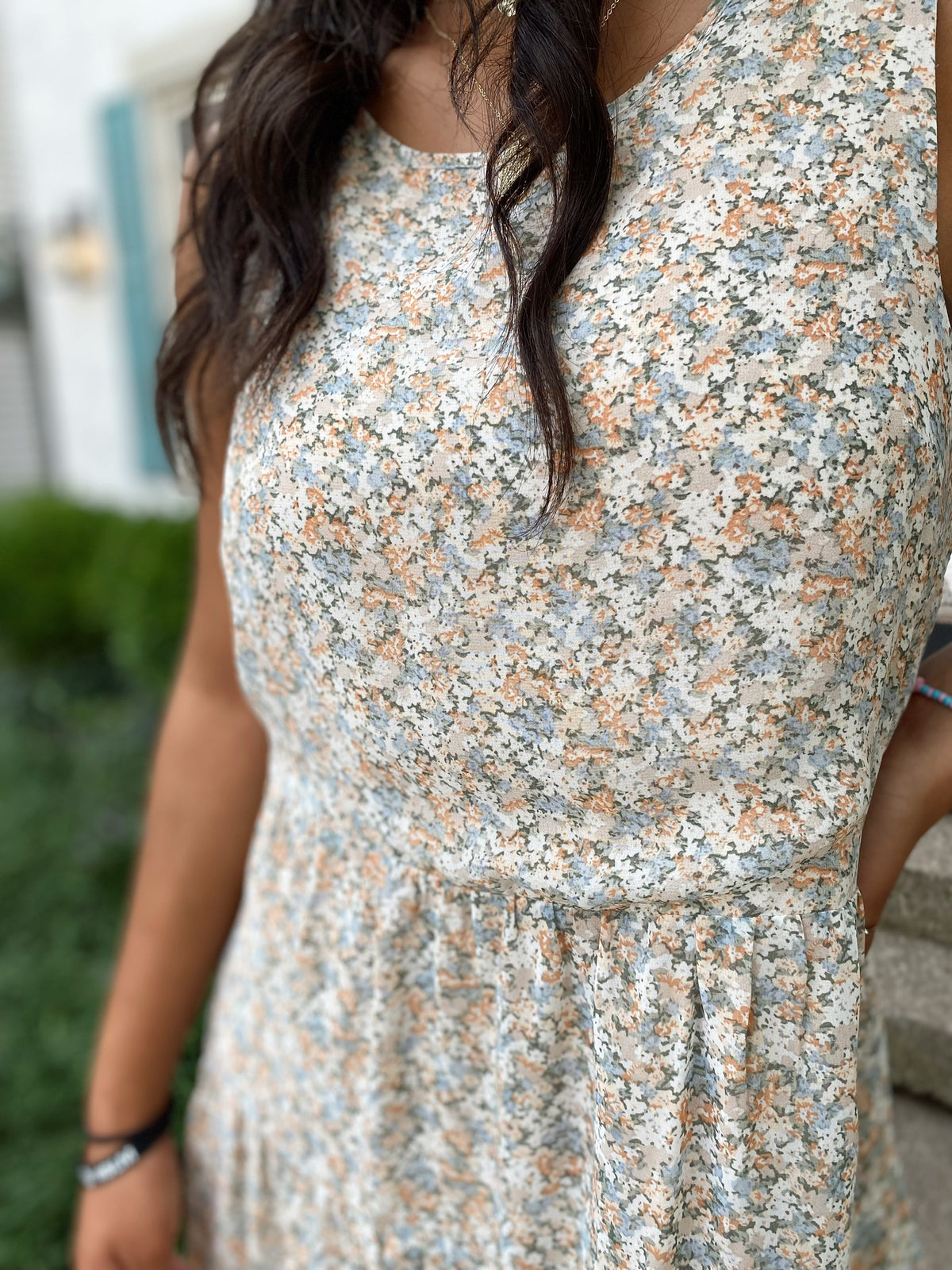 Skye Tiered Floral Dress-Peach