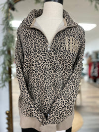 Leopard Monogram Quarter Zip