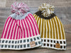 Pink Lined Pom Hat