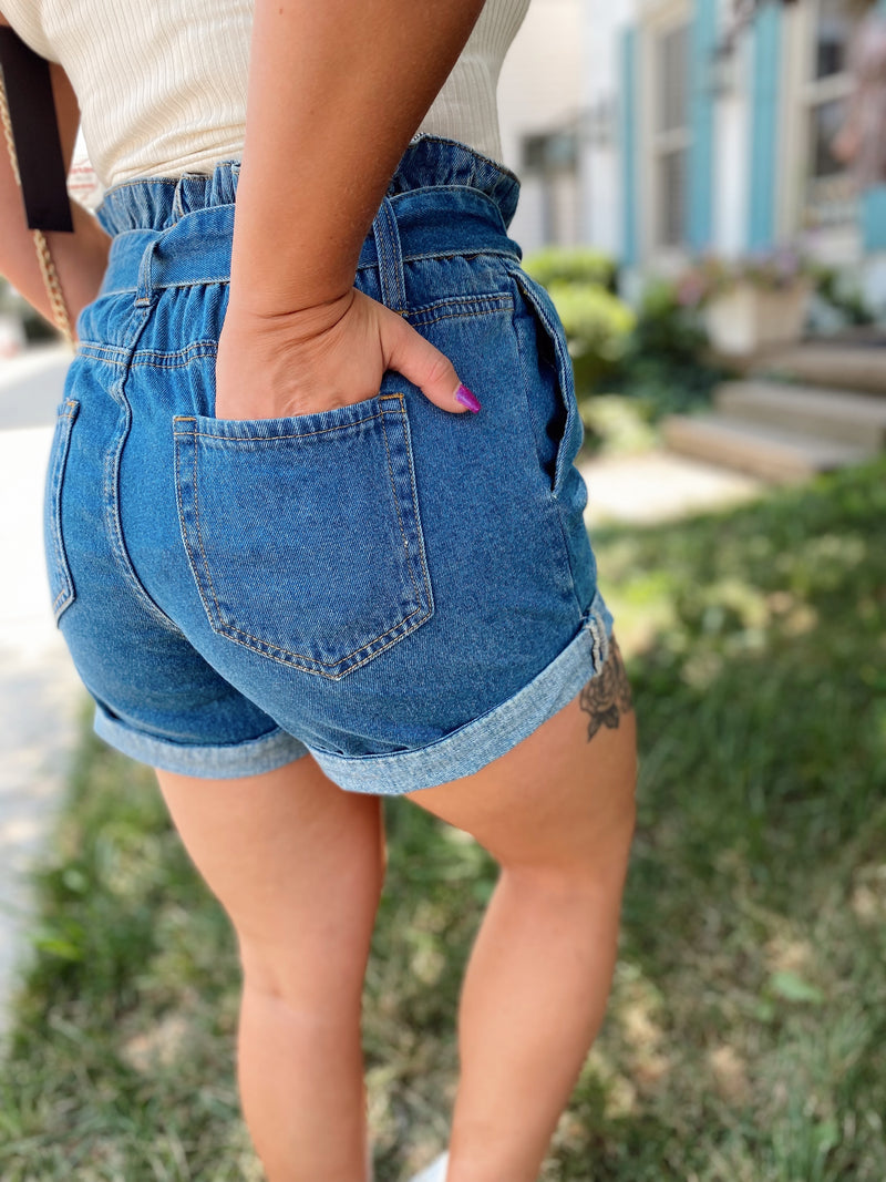 Maya Paperbag Denim Shorts