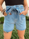 Zayd Belted Mom Shorts