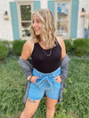 Zayd Belted Mom Shorts