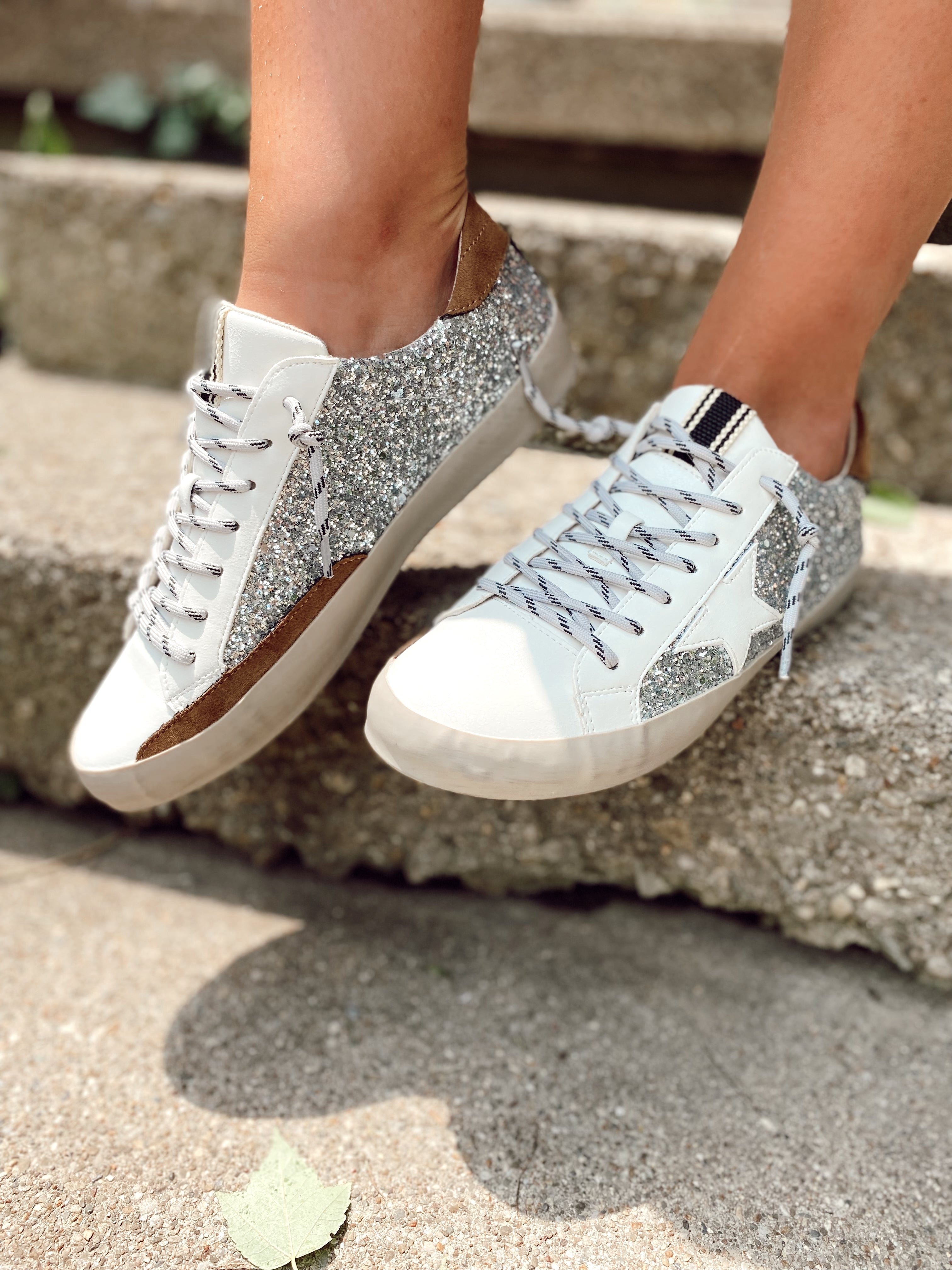 ZZZ Paula Star Sneaker- Silver – Golden Grace Boutique