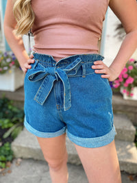 Maya Paperbag Denim Shorts