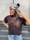 White Leopard Pom Hat